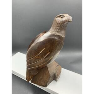 Carved Ironwood Bald Eagle Statue Figurine 8" Tall